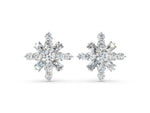 White gold Round Cut Diamond Snowflake Cluster Stud Earrings