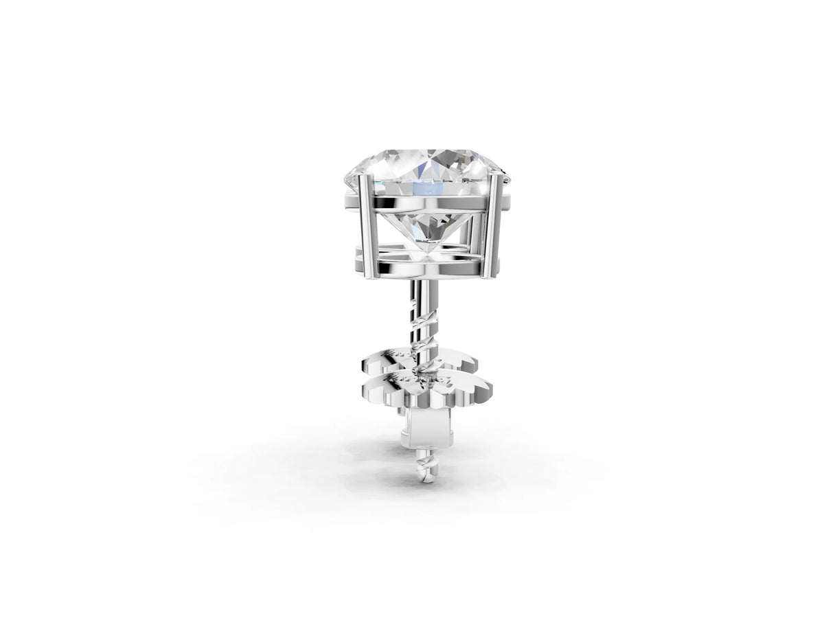 White gold Round Cut Diamond Stud Earrings_2