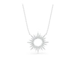 White gold Round Cut Diamond Sunburst Pendant with Pavé Setting_1