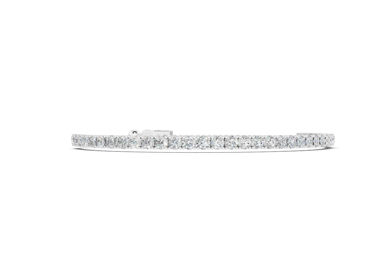 White gold Round Cut Diamond Tennis Bracelet with Box Chain and Four-Prong Setting