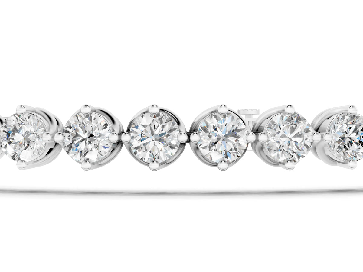 White gold Round Cut Diamond Tennis Bracelet with Prong Setting and Twisted Band_1