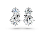 White gold Round Cut Diamond Two Stone Stud Earrings