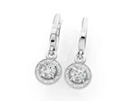 White gold Round Cut Milgrain Bezel Set Leverback Earrings_1