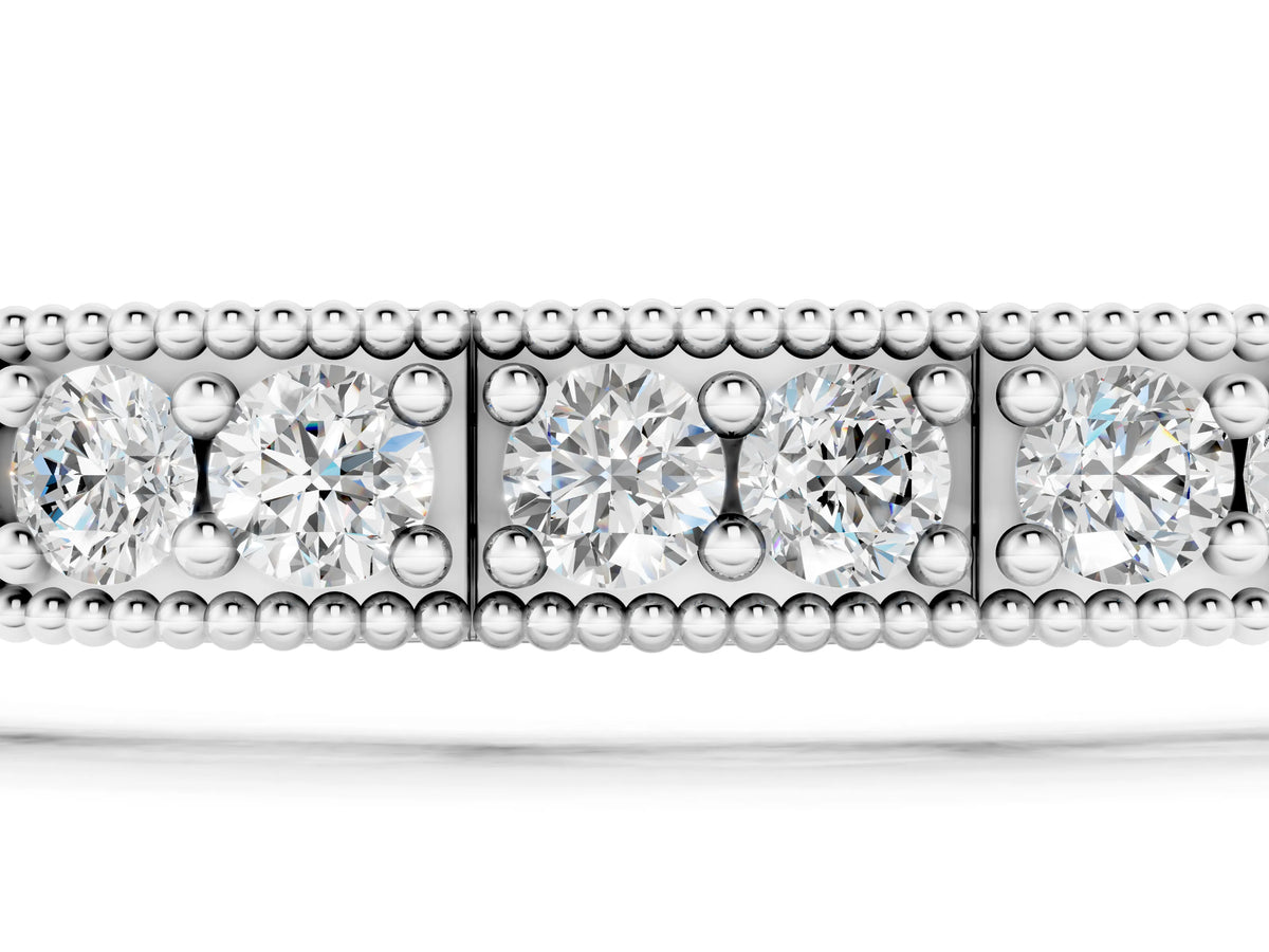 White gold Round Cut Milgrain Tennis Bracelet with Box Setting_1