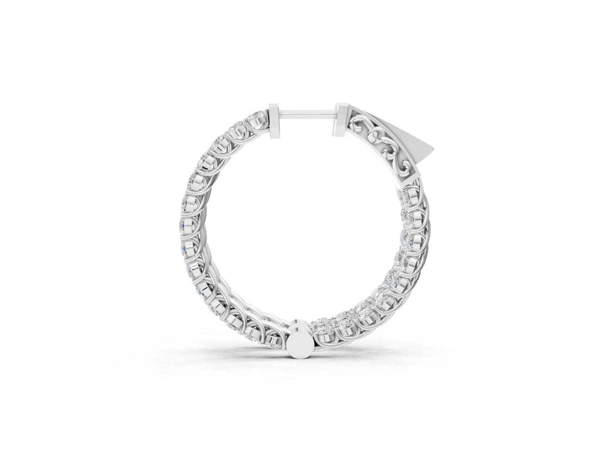 White gold Round Cut Pavé Diamond Hoop Earrings with Four-Prong Setting_1