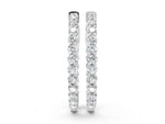 White gold Round Cut Pavé Diamond Hoop Earrings with Four-Prong Setting