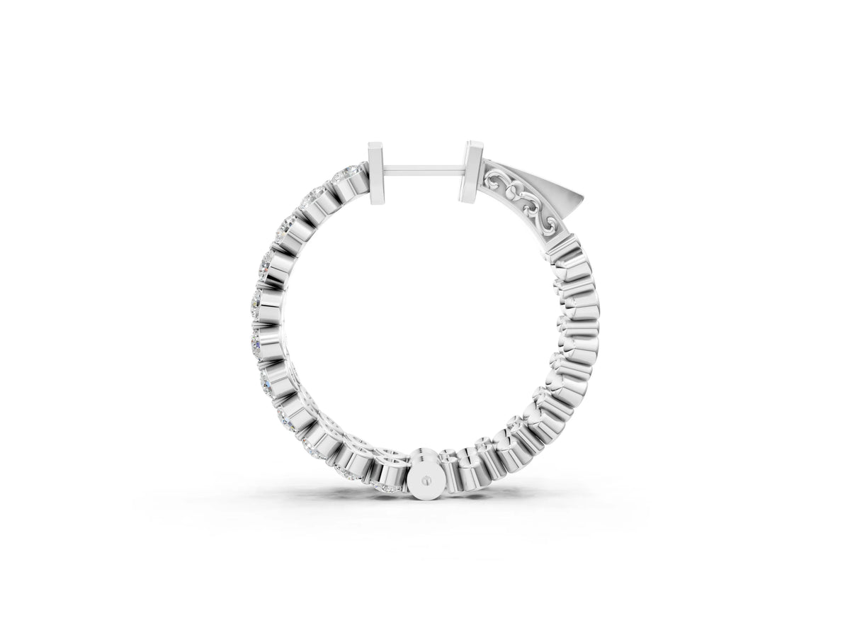 White gold Round Cut Prong Set Diamond Hoop Earrings_1