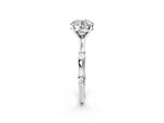 White gold Round Cut Solitaire Diamond Ring with Bamboo Band and Four-Prong Setting_2