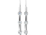 White gold Round Diamond Bar Drop Earrings with Bezel Setting