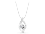 White gold Round Diamond Bezel-Set Leaf Pendant_1