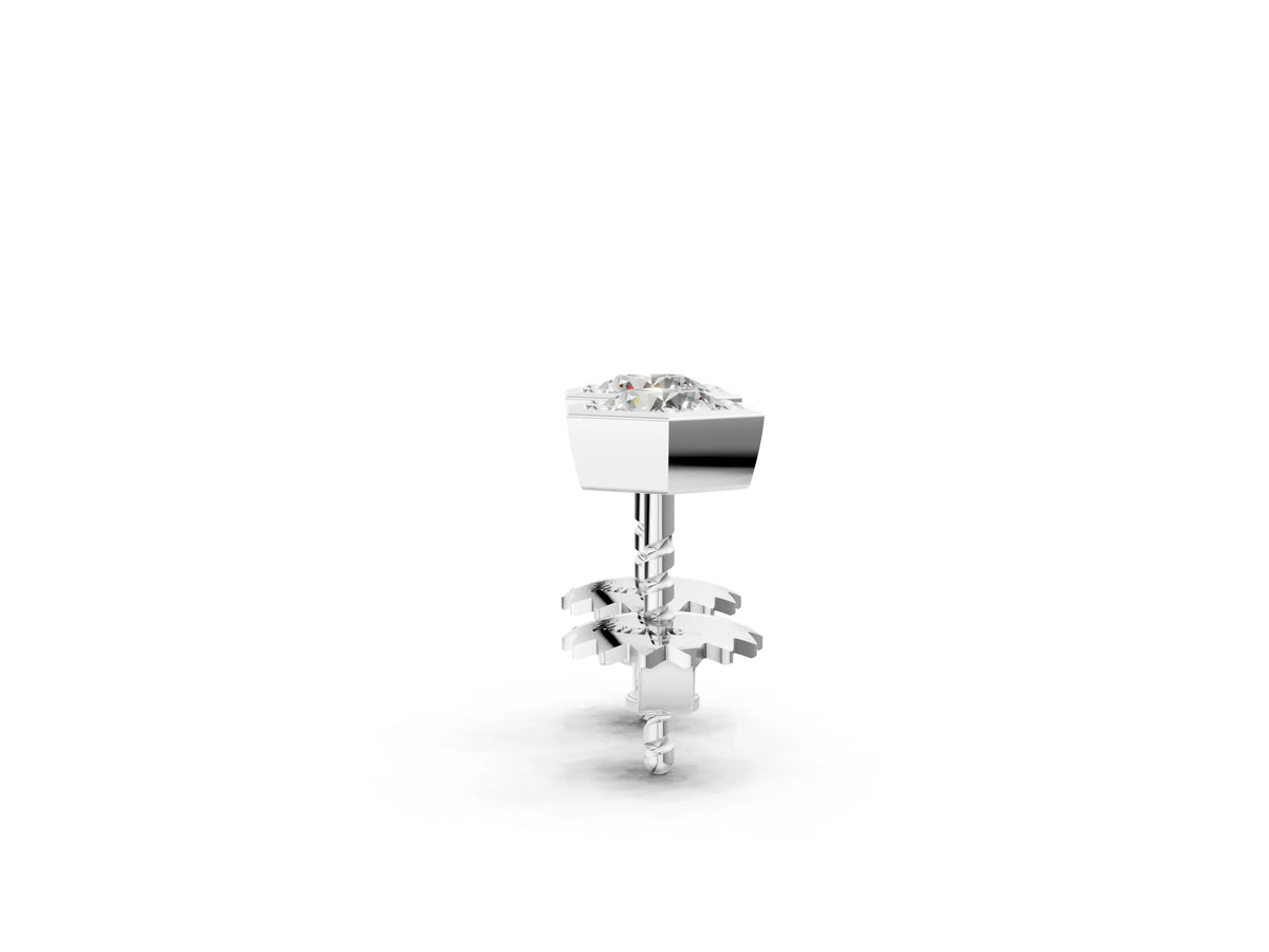 White gold Round Diamond Bezel-Set Stud Earrings_2