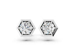 White gold Round Diamond Bezel-Set Stud Earrings