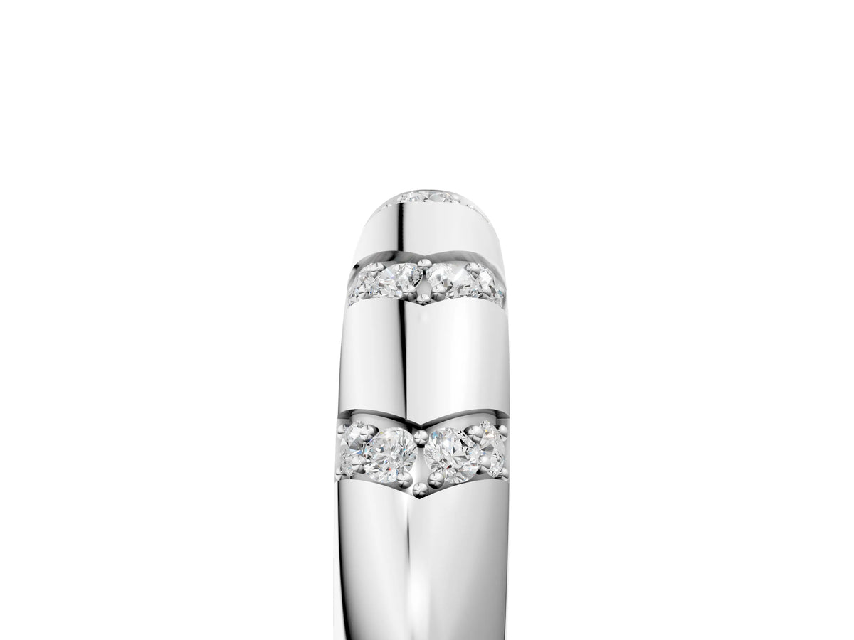 White gold Round Diamond Channel Set Curved Band with Bezel Setting_5