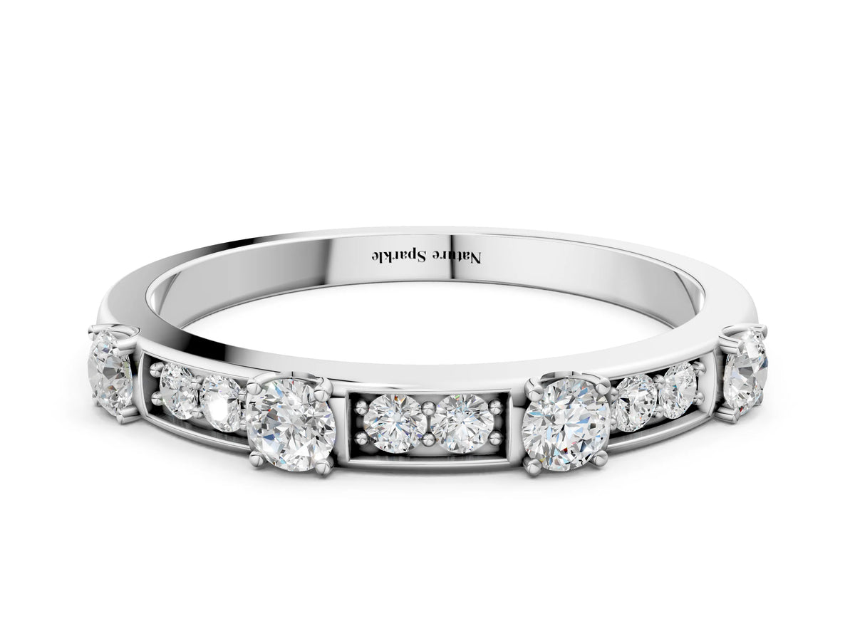 White gold Round Diamond Channel Set Eternity Band with Prong Setting