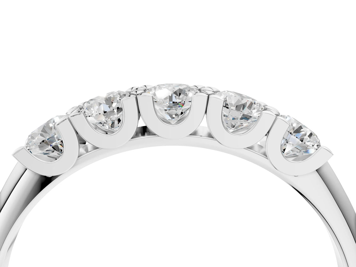 White gold Round Diamond Channel Set Half Eternity Band with Shared Prong Setting_4