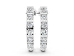 White gold Round Diamond Channel-Set Hoop Earrings with Bar Prong Setting