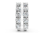 White gold Round Diamond Channel Set Hoop Earrings with Four-Prong Setting