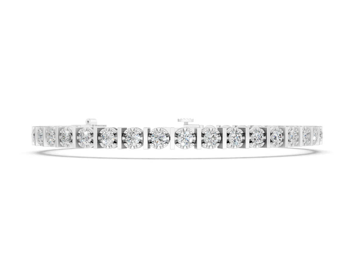 White gold Round Diamond Channel Set Tennis Bracelet with Prong Setting