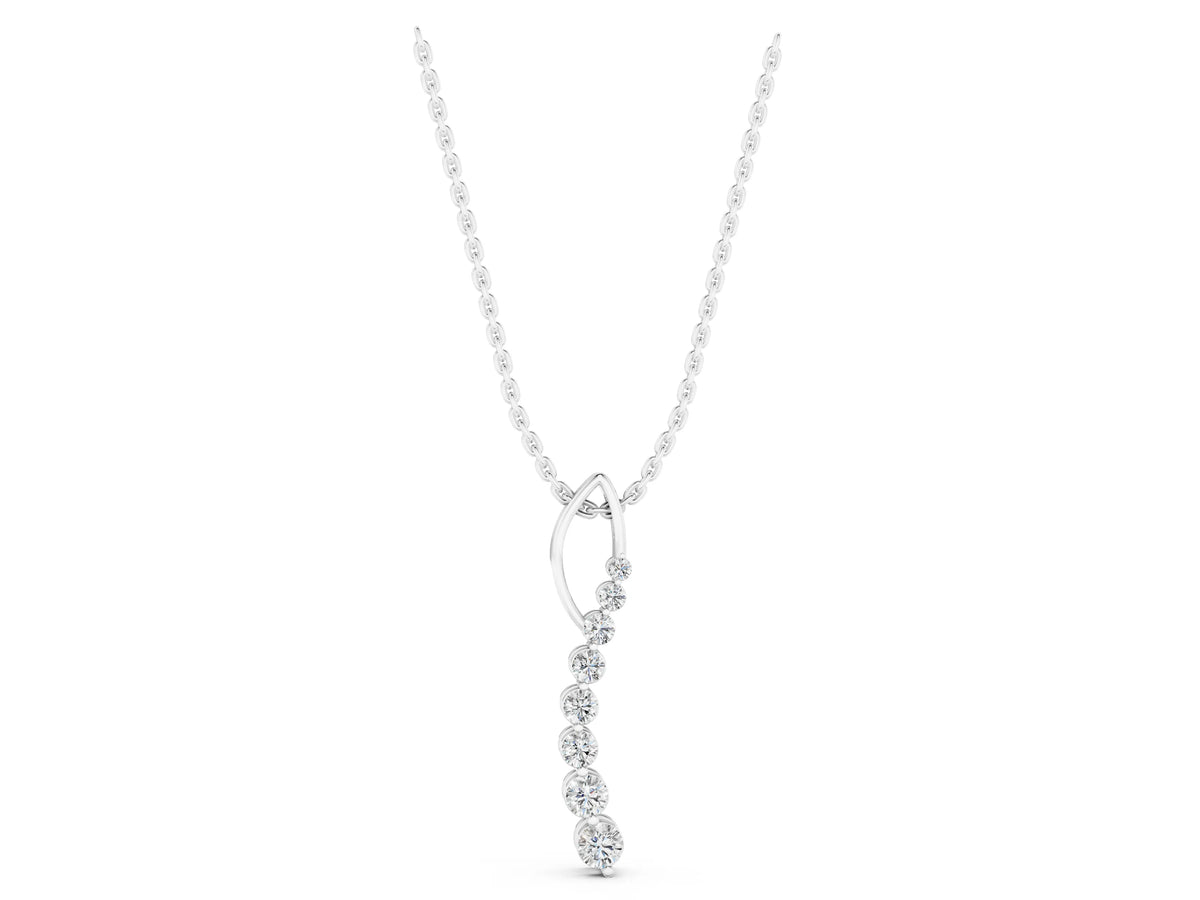White gold Round Diamond Channel Set Vertical Bar Pendant_1