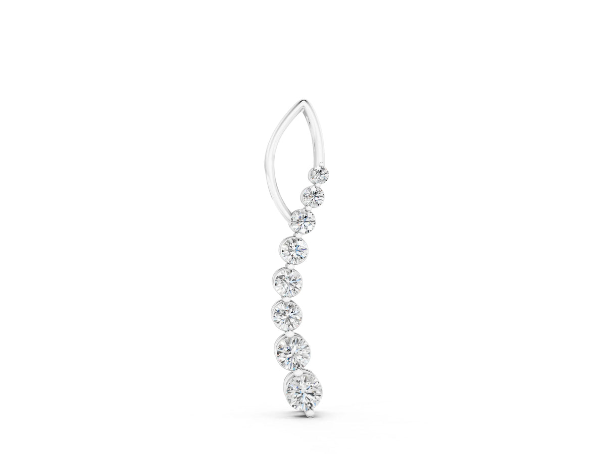 White gold Round Diamond Channel Set Vertical Bar Pendant