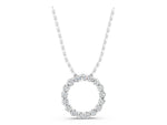 White gold Round Diamond Circle Pendant with Prong Setting_1
