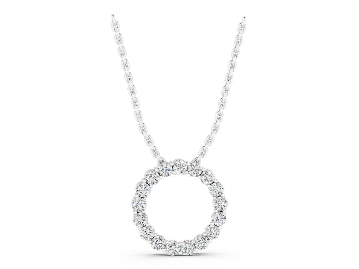 White gold Round Diamond Circle Pendant with Prong Setting_1