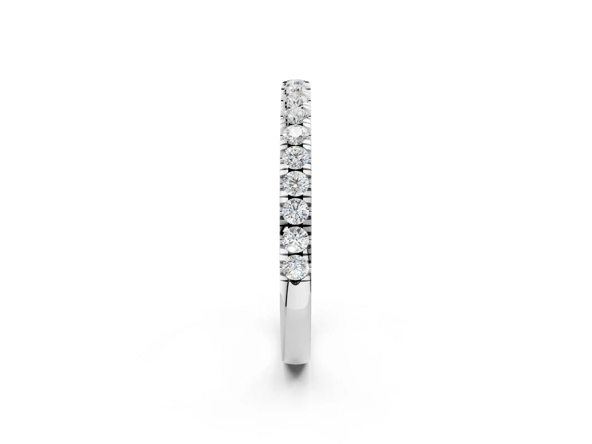 White gold Round Diamond Classic Half Eternity Band with Shared Prong Setting_2