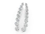 White gold Round Diamond Climber Earrings with Prong Setting on Curved Band_1