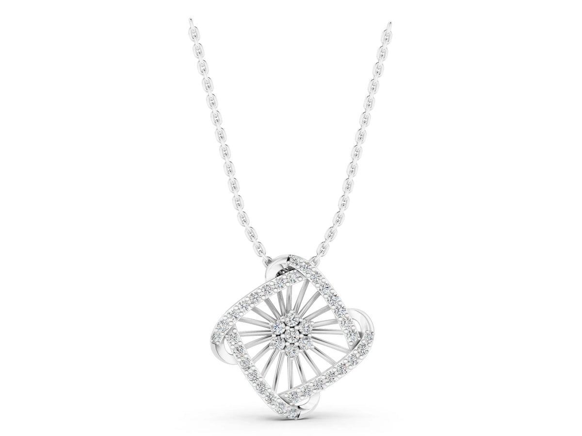 White gold Round Diamond Cluster Pendant with Prong Setting_1