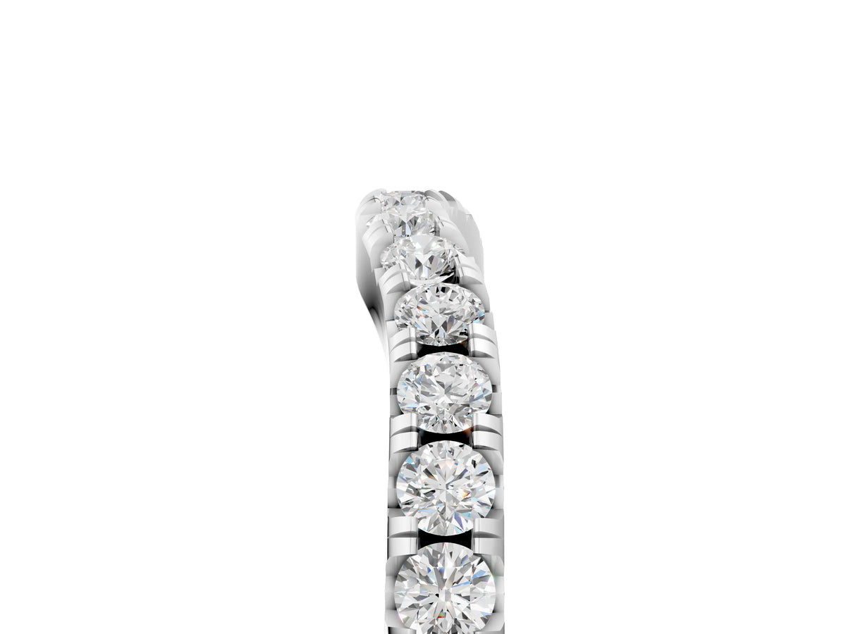 White gold Round Diamond Curved Pavé Wedding Band with Shared Prong Setting_5