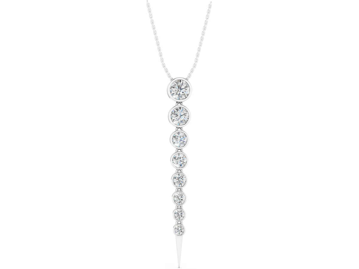 White gold Round Diamond Drop Necklace with Bezel Setting_1