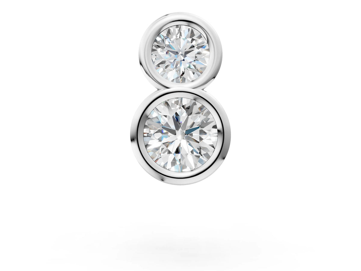 White gold Round Diamond Duo Flatback Earring