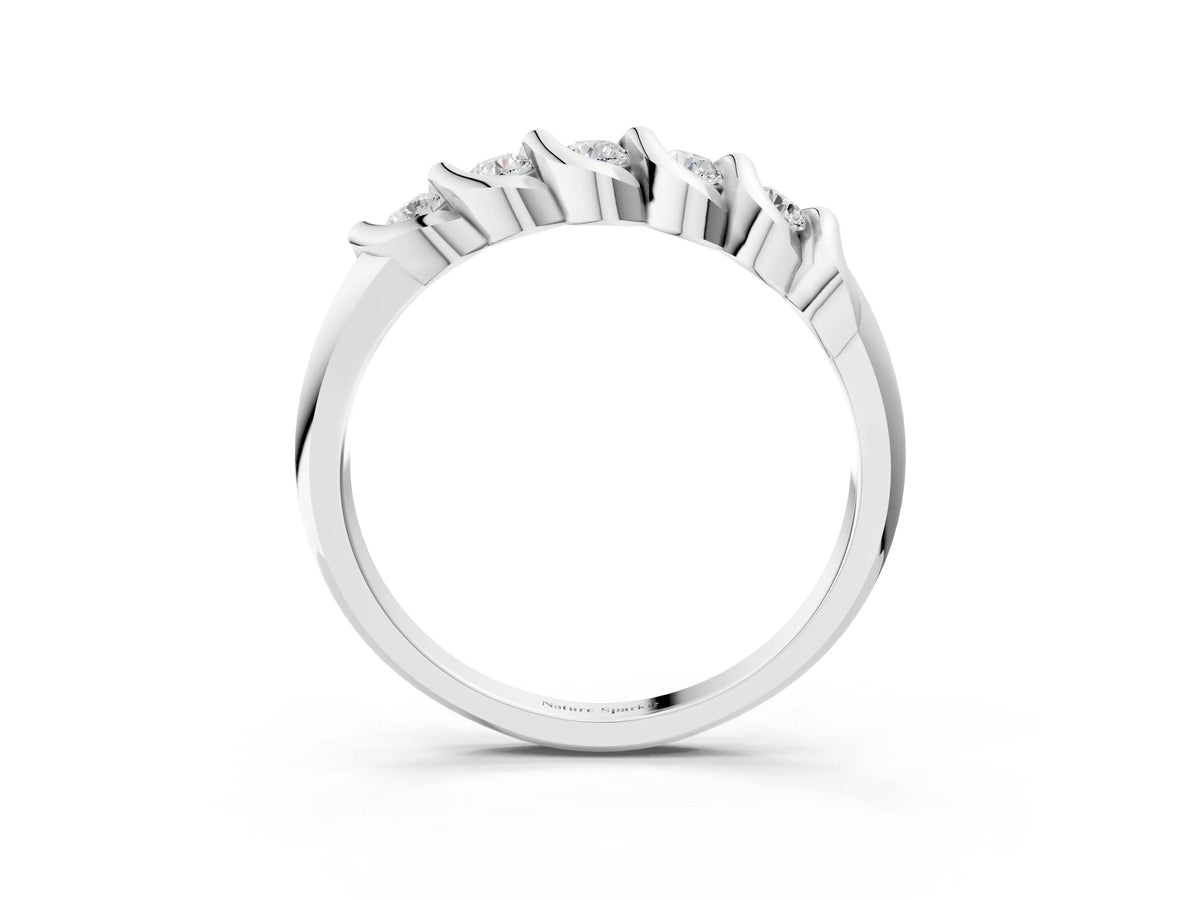 White gold Round Diamond Eternity Band with Twist Prong Setting_3