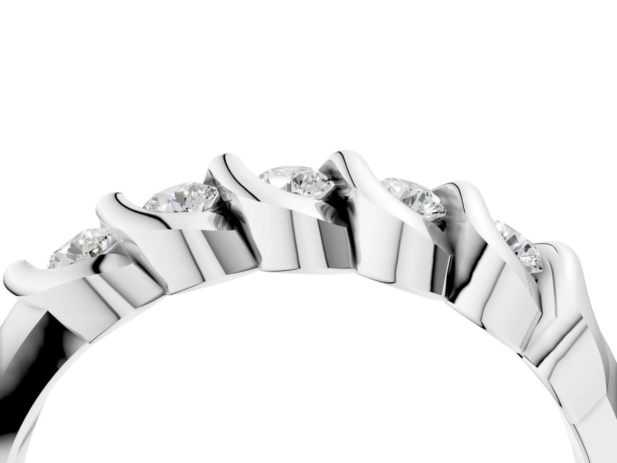 White gold Round Diamond Eternity Band with Twist Prong Setting_4