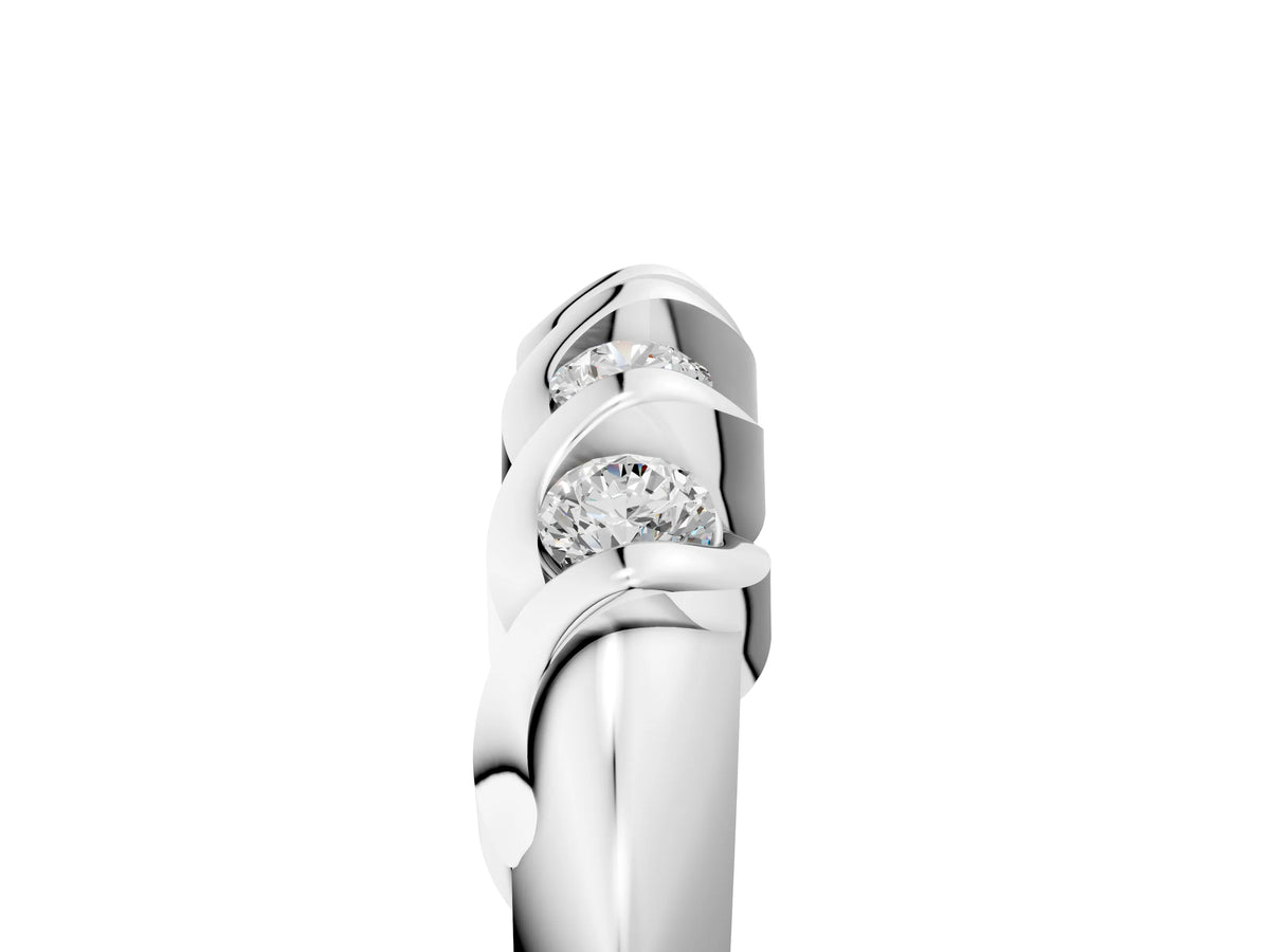 White gold Round Diamond Eternity Band with Twist Prong Setting_5