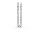 White gold Round Diamond Eternity Hoop Earrings with Pavé Setting and Shared Prong
