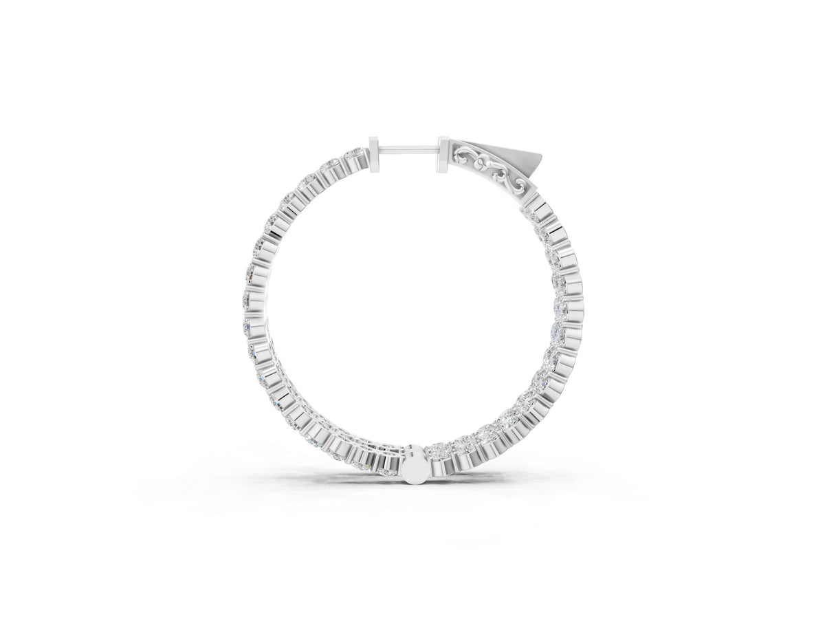 White gold Round Diamond Eternity Hoop Earrings with Pavé Setting and Shared Prong_1