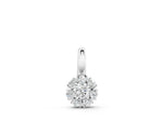 White gold Round Diamond Floral Cluster Pendant with Prong Setting