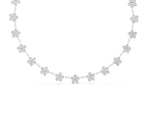 White gold Round Diamond Floral Station Necklace with Diamond Accents