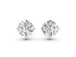 White gold Round Diamond Flower Petal Solitaire Stud Earrings