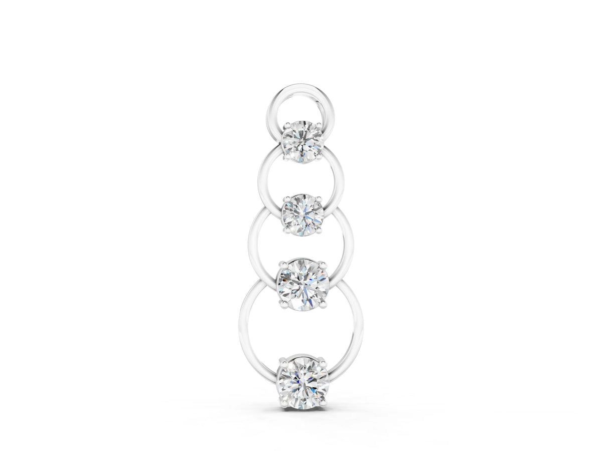 White gold Round Diamond Four-Prong Circle Pendant
