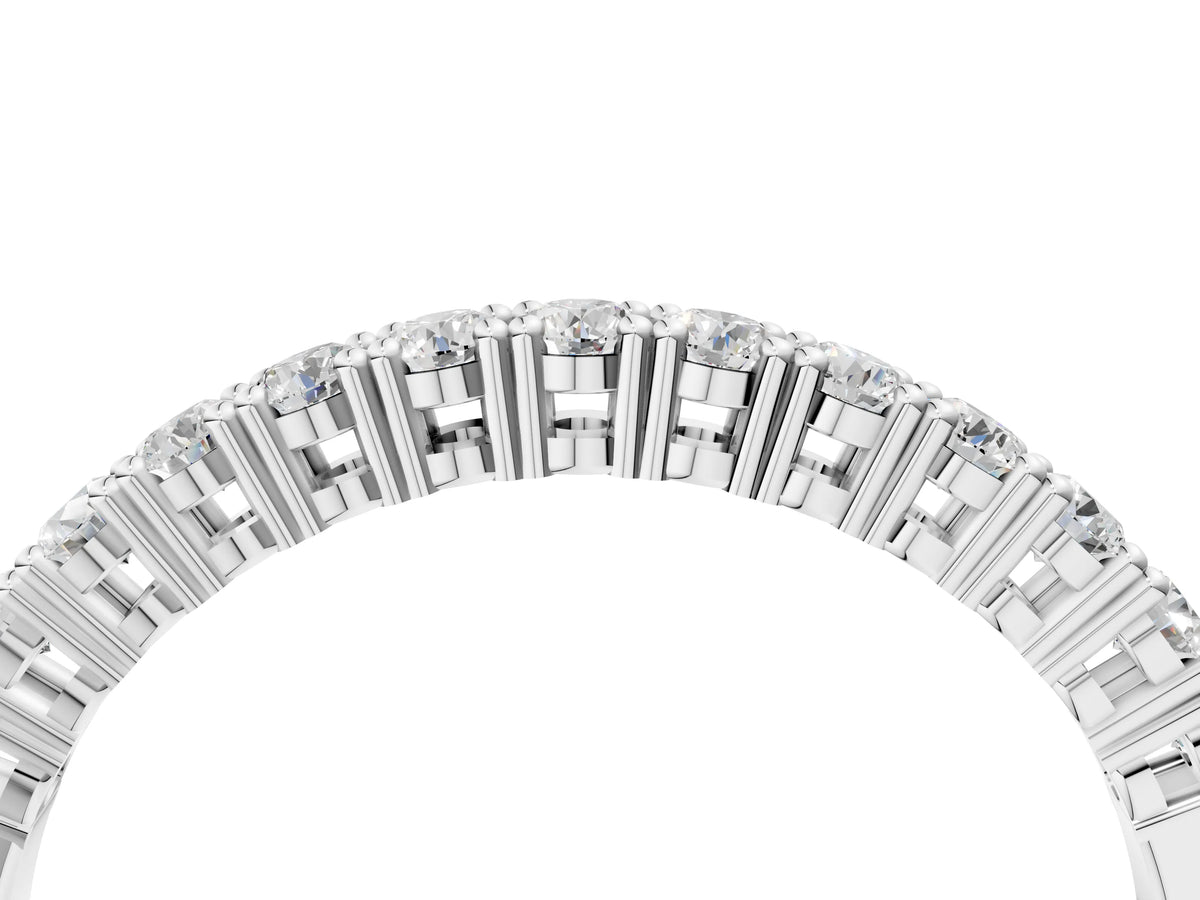 White gold Round Diamond Half-Eternity Band with Shared Prong Setting_4