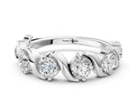 White gold Round Diamond Half Eternity Band with Wave Prong Setting