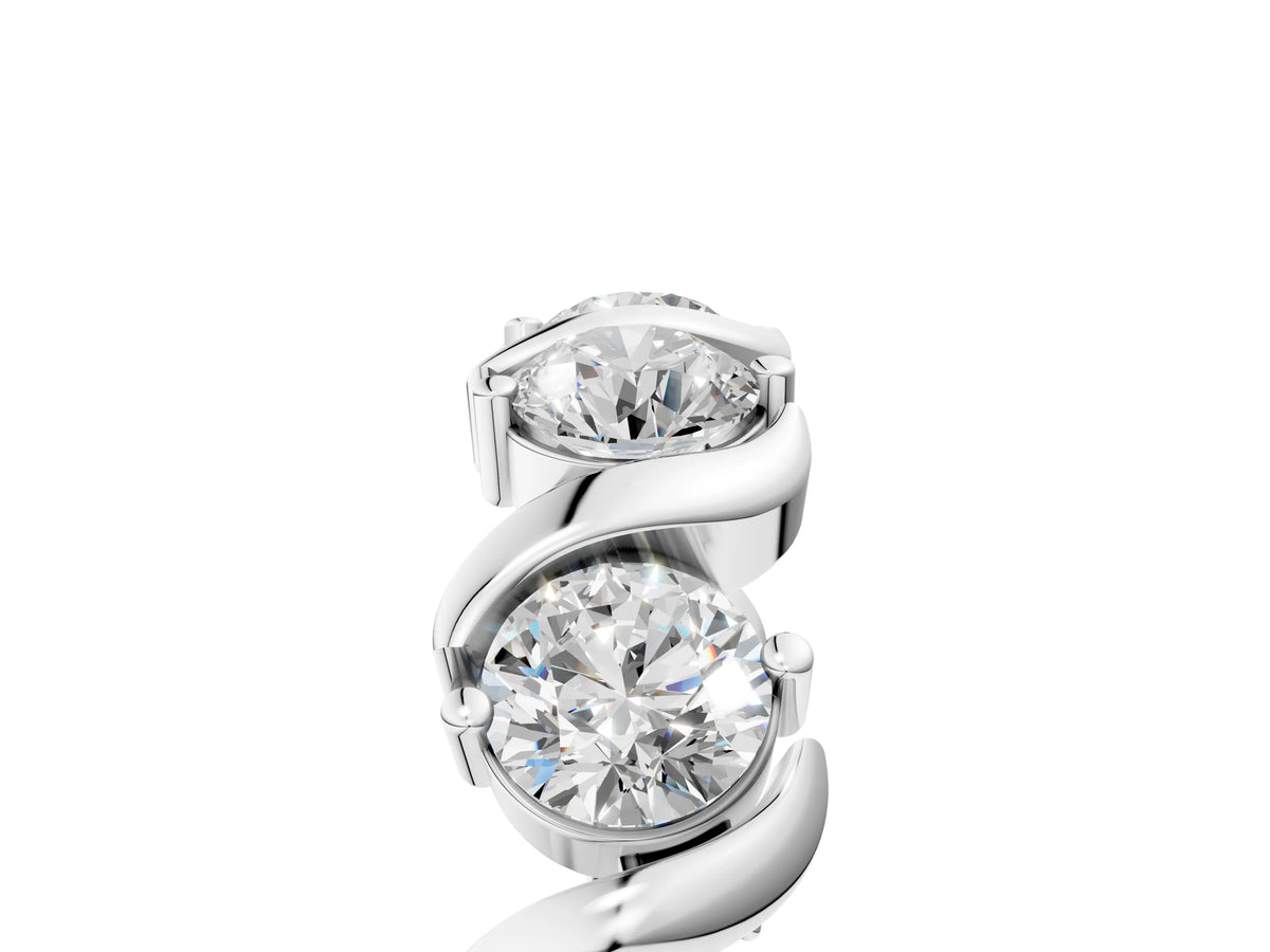 White gold Round Diamond Half Eternity Band with Wave Prong Setting_5