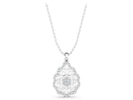 White gold Round Diamond Halo Pendant with Filigree Design_1