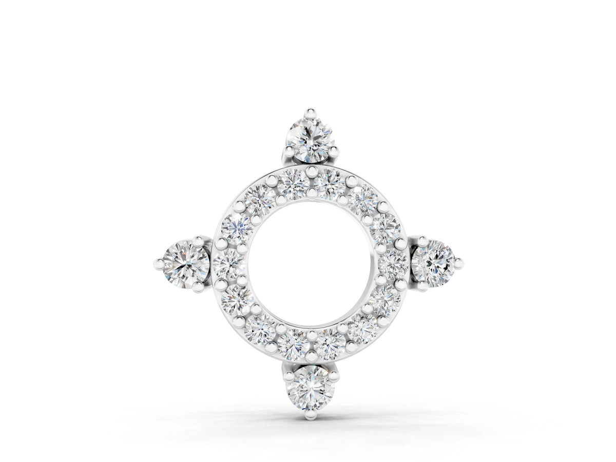 White gold Round Diamond Halo Pendant with Four-Prong Setting