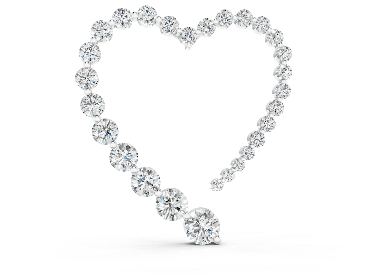 White gold Round Diamond Heart Pendant with Prong Setting
