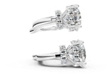 White gold Round Diamond Hidden Halo Drop Earrings