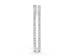 White gold Round Diamond Hoop Earrings with Pave Setting and Shared Prong