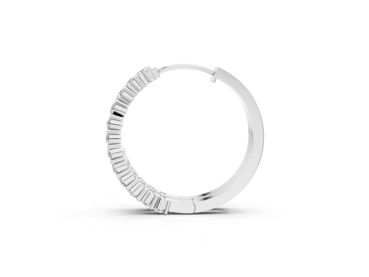 White gold Round Diamond Hoop Earrings with Prong Setting_1